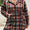 Plus Size Drawstring Plaid Quarter Button Hoodie