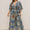 Plus Size Printed Half Sleeve Wide Leg Jumpsuit