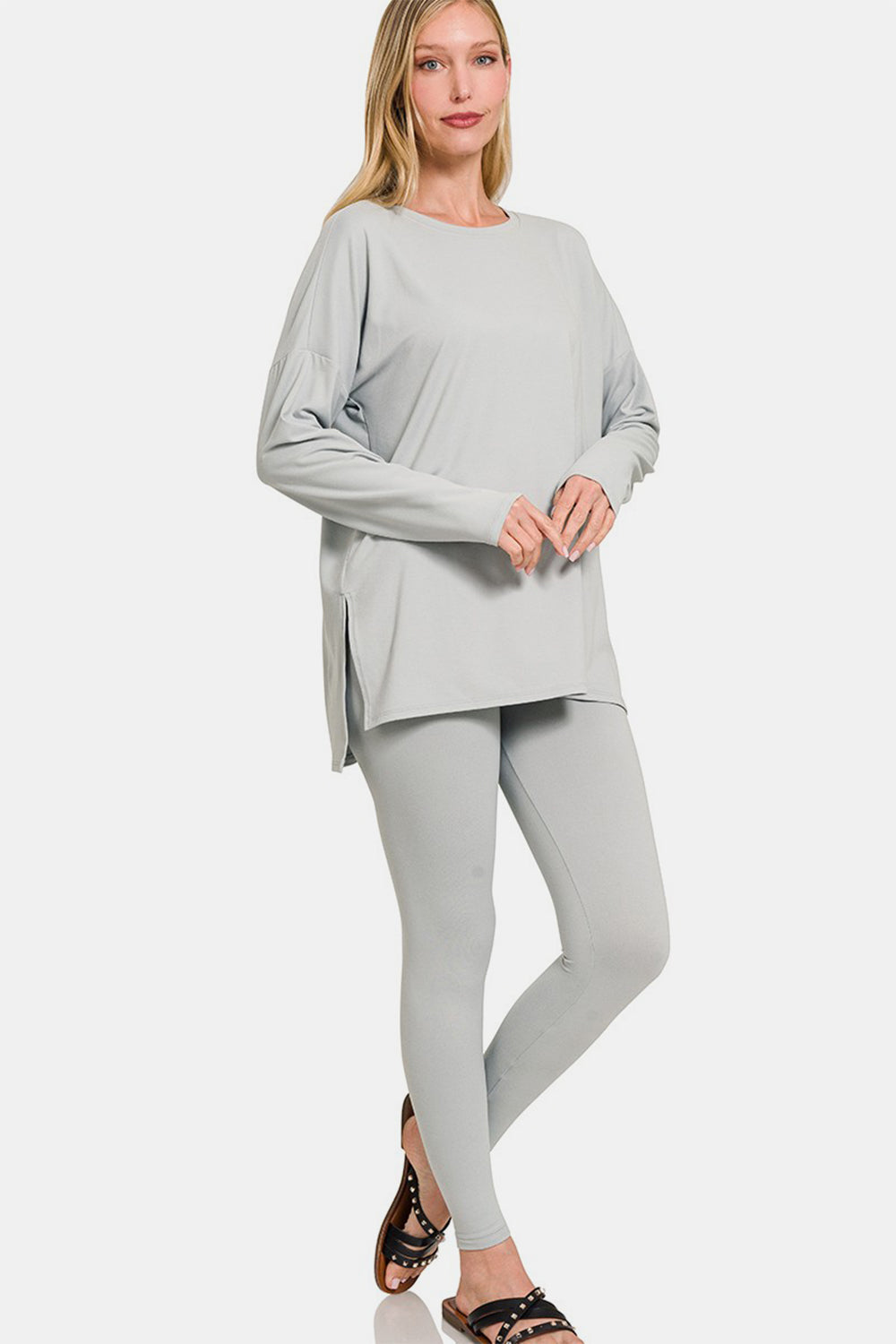 Zenana Full Size Brushed Microfiber Top and Leggings Lounge Set