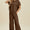 Double Take Full Size Texture Round Neck Top and Pants Set