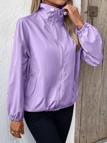 Ivy Lane Pocketed Zip Up Long Sleeve Jacket