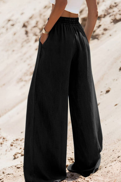 Drawstring Wide Leg Jeans