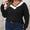 Plus Size Contrast Dropped Shoulder Long Sleeve Sweater