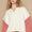 POL Waffle-Knit Contrast Notched Long Sleeve Knit Top