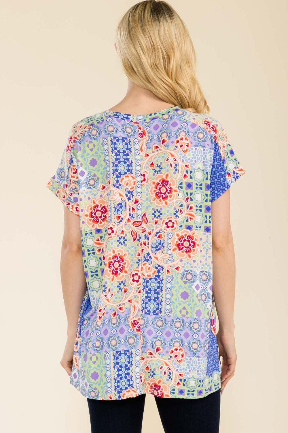 Celeste Full Size Round Neck Short Sleeve Floral T-Shirt