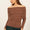 Fuzzy Off Shoulder Textured Knit Top In Brown