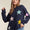 ADORA Stars Pattern Round Neck Drop Shoulder Sweater