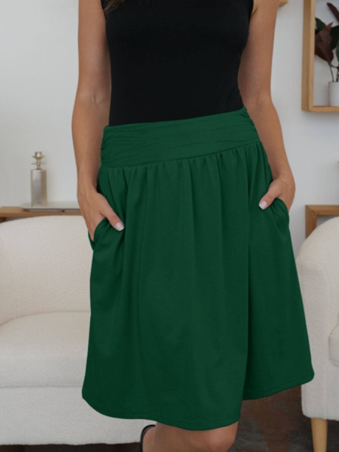 FAM-FAM Elastic Waist Skirt with Pockets