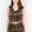 American Bazi Zip Up Camo Crop Denim Vest