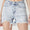 Distressed High Rise Denim Shorts