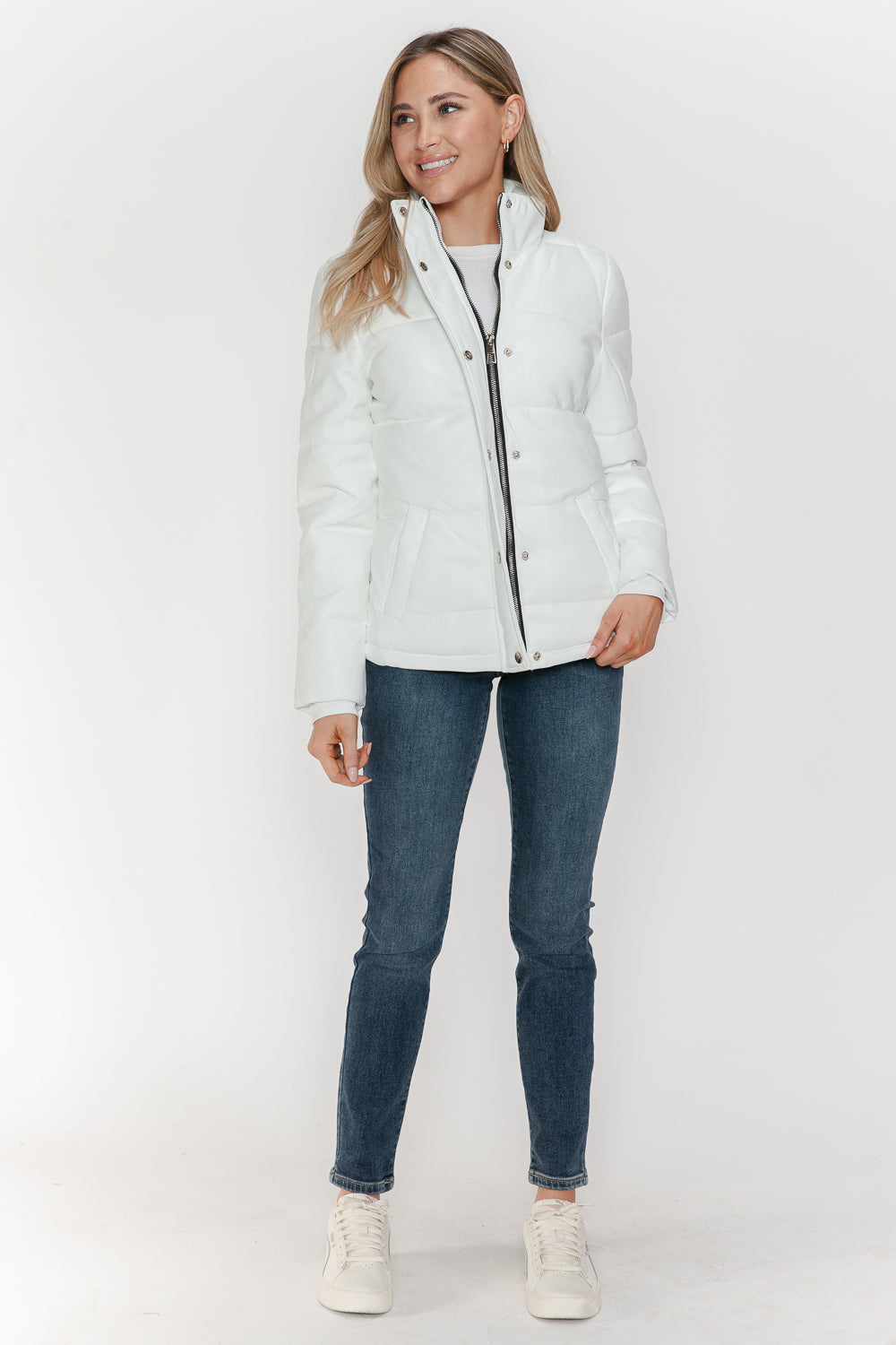 YMI Pocketed Zip Up Turtleneck Puffer Jacket