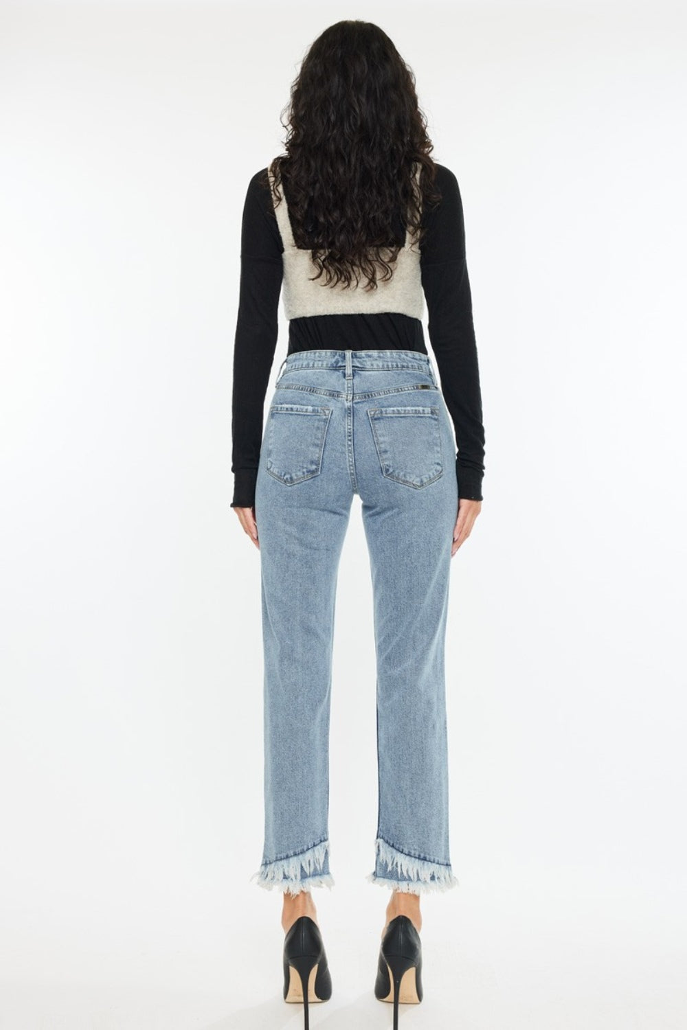 Kancan Raw Hem High Rise Straight Jeans Medium / 24