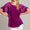 Umgee Full Size Velvet Embroidery Short Sleeve Blouse