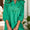 Embroidered Ruffled Notched Three-Quarter Sleeve Dress