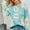 Angel Wings Daisy Print Openwork Round Neck Sweater