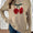 Perfee Cherry Round Neck Long Sleeve Sweater