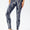 Animal Print Slim Fit Wide Waistband Long Sports Pants