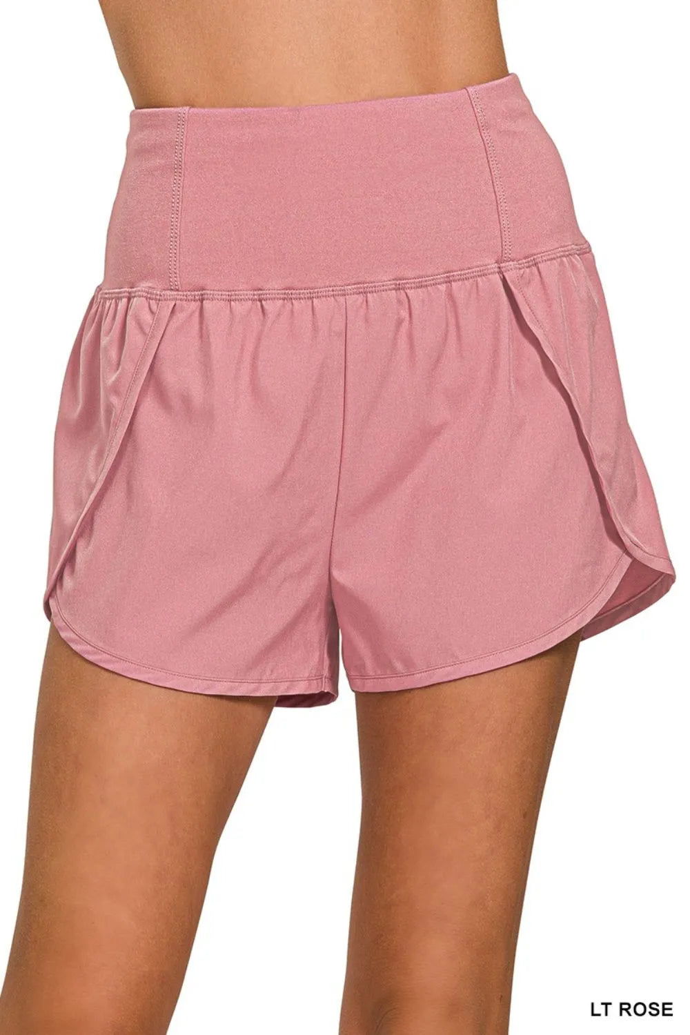 High Waisted Zippered Back Pocket Running Shorts
