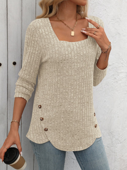 Mandy Square Neck Long Sleeve T-Shirt