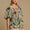 Umgee Full Size Abstract Print Smocked Square Neck Puff Sleeve Blouse