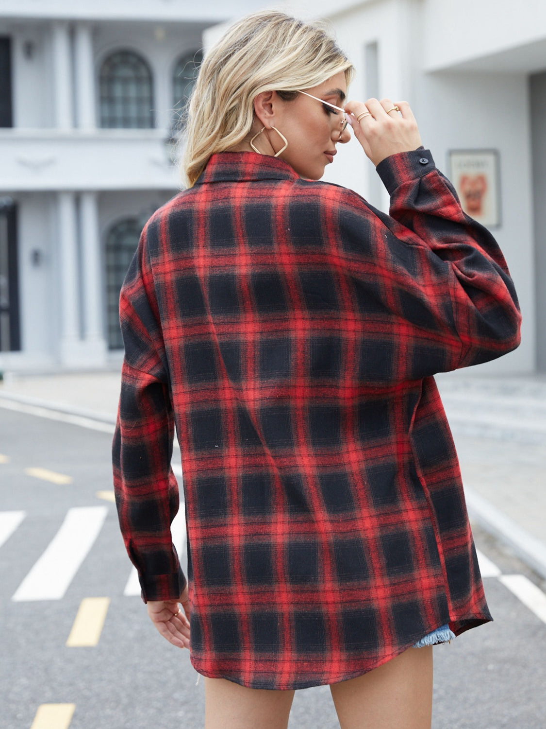 Lovelet Plaid Collared Neck Button Down Jacket