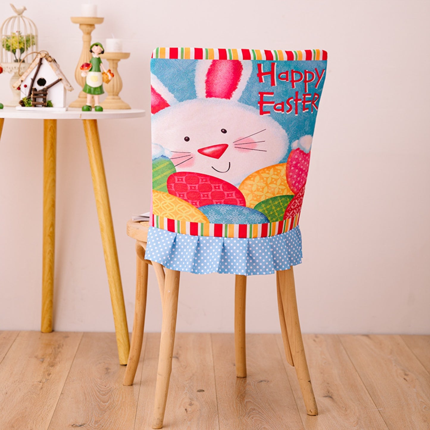 Easter Polka Dot Pleated Hem Chair Cover