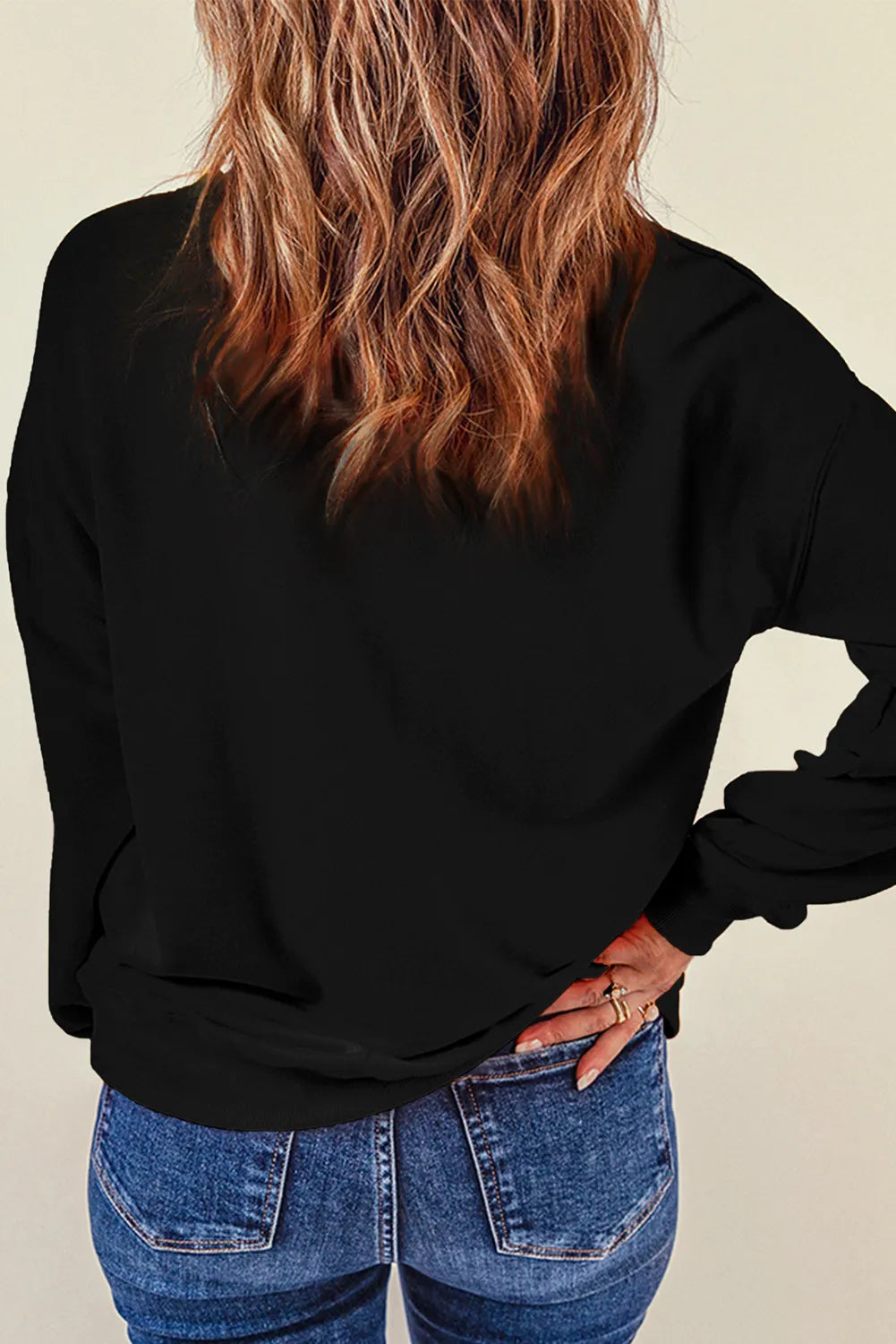 Contrast Bow Round Neck Long Sleeve Sweatshirt