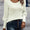 Shiny Ribbed Round Neck Lantern Sleeve Knit Top