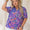 Plus Size Printed Notched Short Sleeve Blouse