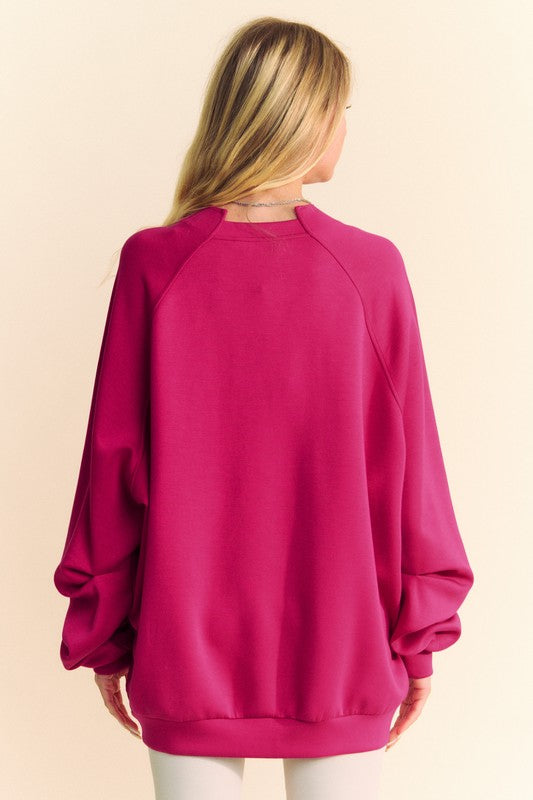 Davi & Dani Round Neck Raglan Sleeve Sweatshirt