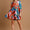 Abstract V-Neck Tiered Printed Dress