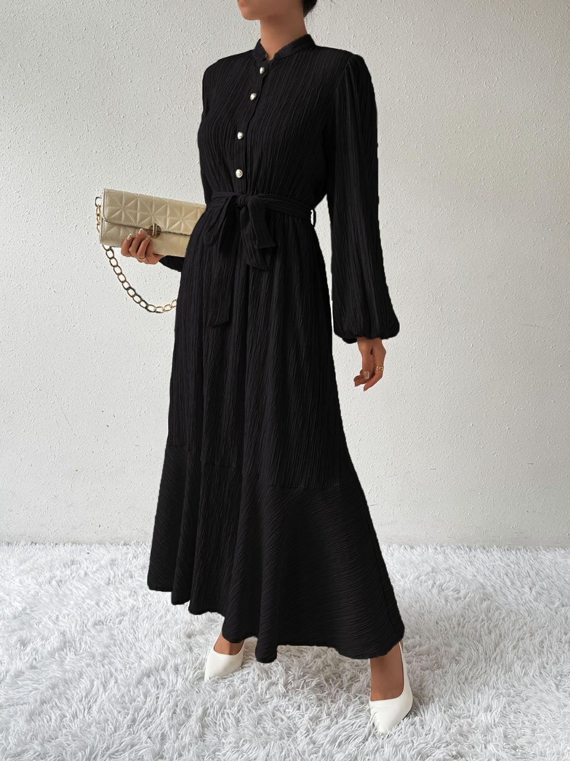 Honey Tie Waist Long Sleeve Dress