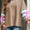 Plus Size Flower Round Neck Long Sleeve Blouse