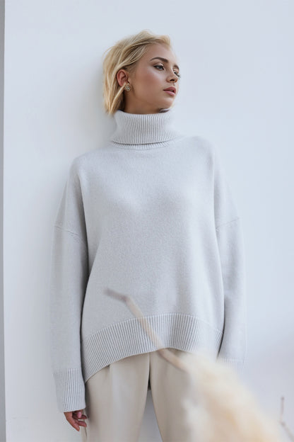 Basic Bae Turtleneck Dropped Shoulder Long Sleeve Sweater