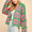 Davi & Dani Full Size Two Tone Flower Square Crochet Open Front Cardigan