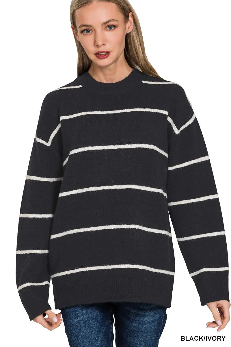 Round Neck Stripe Sweater