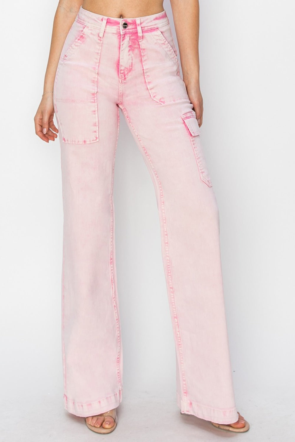 Full Size High Rise Cargo Pocket Jeans