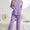 Contrast Lapel Collar Shirt and Pants Pajama Set with Pockets