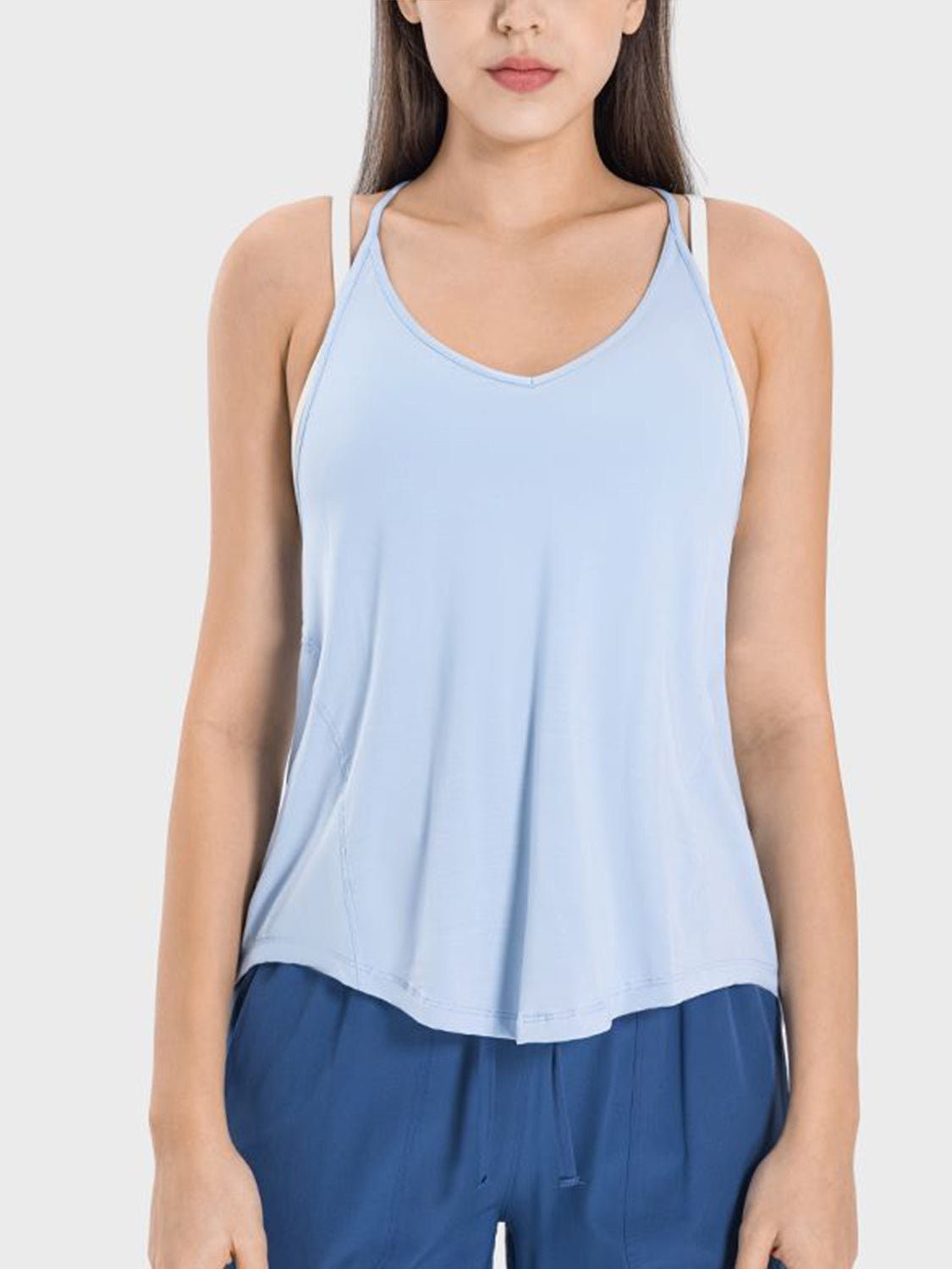 Millennia Slit Spaghetti Strap Scoop Neck Active Cami