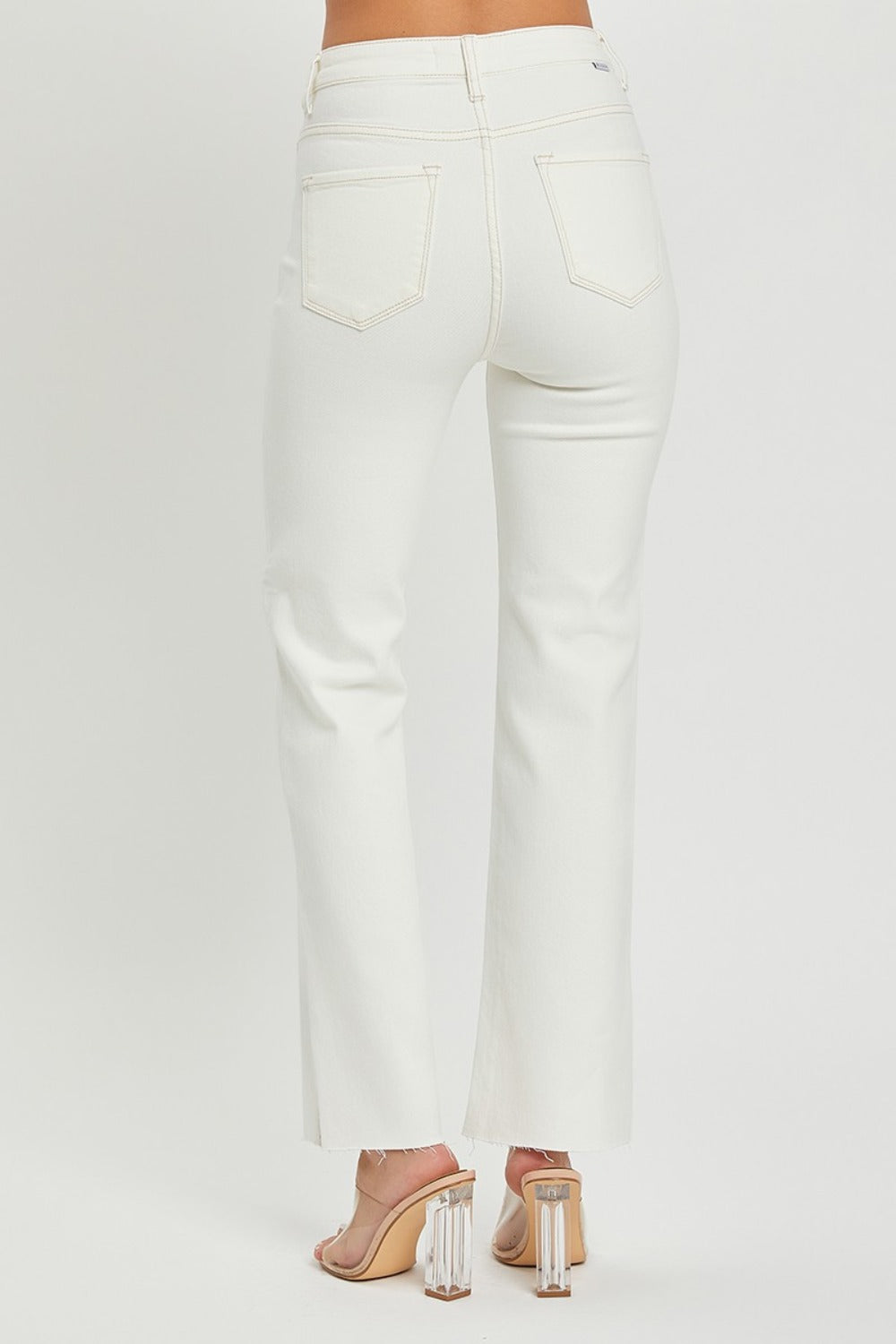 Full Size High Rise Tummy Control Straight Jeans Cream / 11(30)