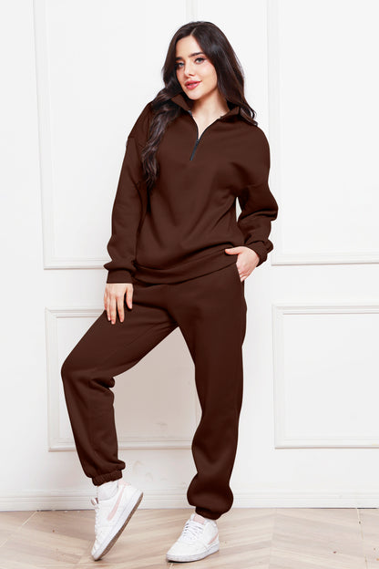 Half Zip Long Sleeve Sweatshirt and Pants Set