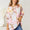 Double Take Floral Round Neck Three-Quarter Sleeve Top