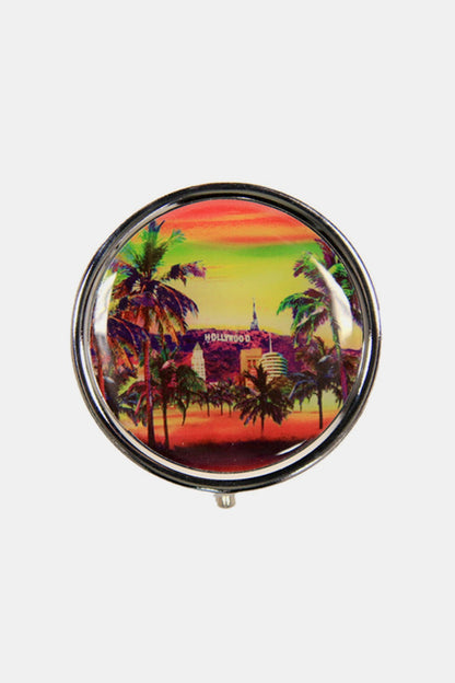 Nicole Lee USA Print Metallic Circular Small Pill Case