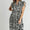Two Tone Border Print Ruffle Cap Sleeve Midi Dress Plus Size

