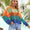 Angel Wings Color Block Openwork Boat Neck Cover Up