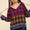 Haptics Plaid Edge Cut Detail Hooded Top