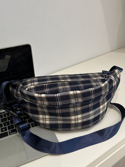 Plaid Adjustable Strap Crossbody Bag