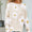 Angel Wings Daisy Print Openwork Round Neck Sweater