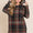 BOMBOM Drawstring Plaid Long Sleeve Hoodie