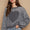 POL Round Neck Heart Patch Zipper Point Sleeve Sweater